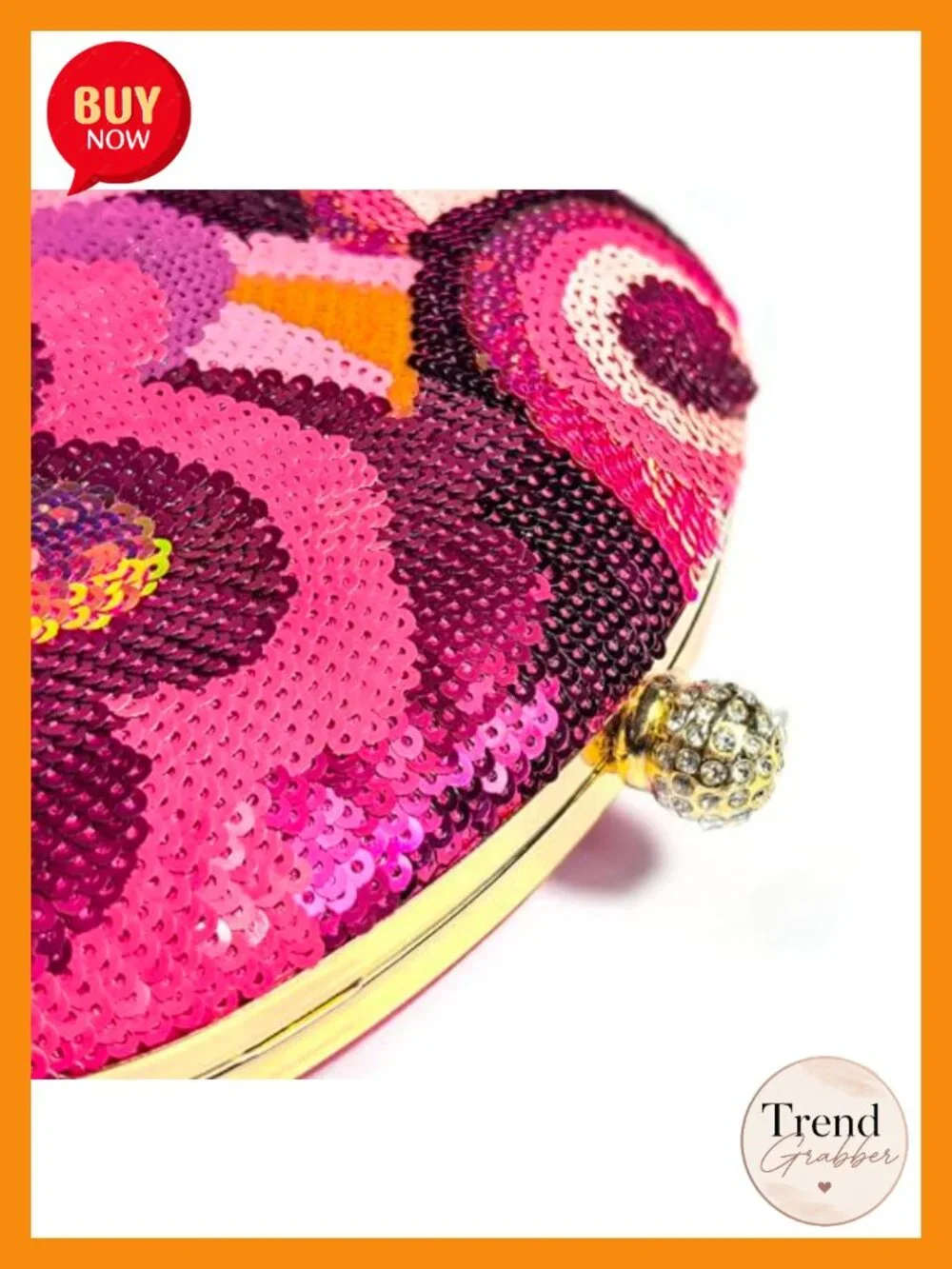 Women's Floral Sequin Clutch Purse, Sparkly Evening Bag, Detachable Chain